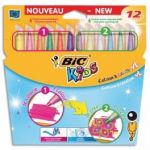 BIC POCHETTE DE 12 FEUTRES DE COLORIAGE COLOR & CREATE 6 FEUTRES POUR COLORIER ET 6 STYLOS POUR SUPERPOSER LES COULEURS