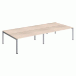 PÔLE 4 BUREAUX DROITS ARKO L 360 X P 168 CM PLATEAUX CHÊNE CLAIR PIÈTEMENT MÉTAL ALUMINIUM