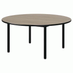TABLE MALIBU Ø 120 T2 4P STR ANTIB CHÊNE 1146/NOIR NOIR 9005
