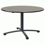 TABLE MALIBU Ø 120 T5 PC STRA ANTIB GRIS U727/NOIR GRIS 7016