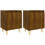 TABLES DE CHEVET PIEDS EN BOIS 2 PCS CHÊNE MARRON 40X30X50 CM