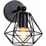 APPLIQUE MURALE STYLE VINTAGE EN FER FORGÉ LAMPE MURALE CAGE DE DIAMANT APPLIQUE MÉTAL 16CM - NOIR