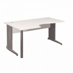 BUREAU COMPACT RETOUR À GAUCHE ACTIVITY MÉTAL 2 - L. 160 X P. 120 CM - PLATEAU BLANC - PIEDS L 'ANTHRACITE'
