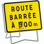 PANNEAU DE SIGNALISATION KC1 "ROUTE BARRÉE" DISTANCE RÉGLABLE - 800X600 MM TALIAPLAST