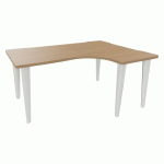BUREAU EVIDENCE ASYMÉTRIQUE 160X120 RETOUR D CHÊNE CLAIR/BLANC - VINCO