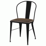 CHAISE TURIA ASS PIN VIEILLI FONCÉ - DOS/PIÈT ACIER NOIR - JAYSO