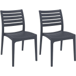 LOT DE 2 CHAISES DE JARDIN EMPILABLES ARES EN PLASTIQUE GRIS FONCÉ