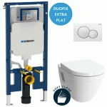 PACK WC BATI-SUPPORT GEBERIT UP720 EXTRA-PLAT + WC VITRA S50 + ABATTANT SOFTCLOSE + PLAQUE BLANCHE (SLIM-S50SOFTCLOSE-B)