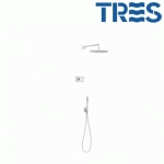 KIT DE DOUCHE THERMOSTATIQUE ÉLECTRONIQUE ET ENCASTRÉ SHOWER TECHNOLOGY BLANC MAT - TRES 09286558BM