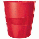 LOT DE 2 - CORBEILLE À PAPIER WOW, EN PLASTIQUE, 15 LITRES, ROUGE