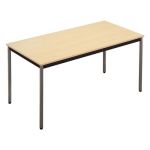 TABLE POLYVALENTE DROIT - L. 160 X P. 80 CM - PLATEAU ERABLE - PIEDS GRIS