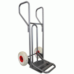 DIABLE ACIER TABLIER INCURVÉ POIGNÉE FERMÉE GRANDE PELLE 250 KG ROUES ROUES PREMIUM INCREVABLES, BAVETTE RABATTABLE