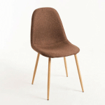 LES TENDANCES - CHAISE TISSU MARRON ET PIEDS MÉTAL EFFET BOIS NATUREL KUZA - LOT DE 2