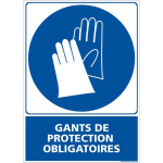 SIGNALETIQUE.BIZ FRANCE - PANNEAU D'OBLIGATION PORT DE GANTS DE PROTECTION OBLIGATOIRE. OBLIGATION SIGNALISATION EPI. AUTOCOLLANT, PVC, ALU - ADHÉSIF