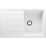 EVIER CUISINE EN GRANIT 78 X 50 CM LAVABO 1 BAC + KIT DE VIDAGE, ÉVIER À ENCASTRER DE PRIMAGRAN BLANC - WHITE