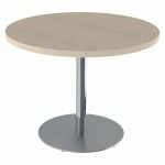 TABLE MENORCA Ø100 T6 ÉP. 40MM STRAT ABS ÉRABLE GOTL/CHROMÉ - MOBIDECOR