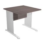 BUREAU DROIT PRONTO TENDANCE - L.80 X P.80 CM - PLATEAU CENDRE - PIEDS L ALUMINIUM