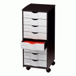 DESSERTE MOBILE 8 TIROIRS NOIR-GRIS