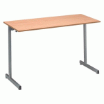 LOT DE 2 - TABLE SCOLAIRE 2 PLACES - L.130 CM PLATEAU HÊTRE - TAILLE 6 POUR CM2 À LYCÉE PIÈTEMENT GRIS