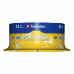 VERBATIM - DVD+RW X 25 - 4.7 GO - SUPPORT DE STOCKAGE
