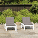 CHAISES DE SALON DE JARDIN AVEC COUSSINS 2 PCS PLASTIQUE BLANC