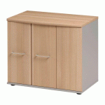 ARMOIRE BASSE QUARTA PLUS H 71 X L 80 CM 1 PORTE BATTANTE 2 PORTES PLIANTES HÈTRE / GRIS CLAIR