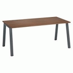 BUREAU DROIT INDIVIDUEL NOYER 180 X 80 CM, PIÉTEMENT MÉTAL ANTHRACITE - ARCH