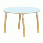 TABLE 4P INCL. MÉTAL/BOIS RONDE Ø 120 T6 STRAT ABS BLEU/ALU