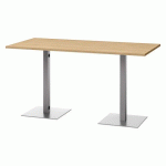 TABLE DE RÉUNION MEETING L 210 X P 100 CHÊNE CLAIR PIÉTEMENT MÉTAL ALUMINIUM