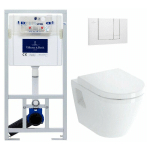 VILLEROY&BOCH - PACK WC BÂTI-SUPPORT VICONNECT + WC VITRA INTEGRA + ABATTANT EN DUROPLAST + PLAQUE BLANCHE