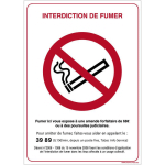 SIGNALETIQUE.BIZ FRANCE - PANNEAU INTERDICTION DE FUMER AVEC DÉCRET. PANNEAU CIGARETTE INTERDITE. STICKER INTERDICTION DE FUMER, PVC, ALU - ALUMINIUM