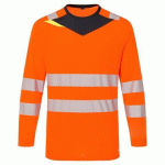 PORTWEST DX416 T-SHIRT MANCHES LONGUES HV DX4 ORANGE/NOIR - TAILLE XL