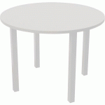 TABLE RÉUNION ARCHE Ø 100 CM 4 PIEDS BLANC / BLANC - BURONOMIC