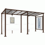 ABRI BUS MILAN 5M 1 VITRINE 1 BARDAGE LATÉRAL MARRON 8017 - PROCITY
