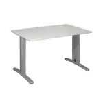 BUREAU DROIT IMEDIA - L. 120 X P. 80 CM - PLATEAU GRIS - PIEDS ALUMINIUM