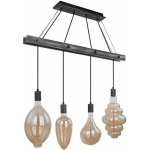 PLAFONNIER RÉTRO SUSPENDU POUTRE EN BOIS SALON LAMPE PENDULE FILAMENT DANS UN ENSEMBLE COMPRENANT DES AMPOULES LED