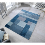 TAPIS CUBISME COURTES MÈCHES DESIGN POUR SALON COSMOS BLEU JEANS 120X170 - BLEU JEANS