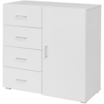 KING HOME - COMMODE BLANCHE 4 TIROIRS + 1 PORTE
