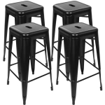 LOT DE 4 TABOURETS DE BAR HAUTES EN FER FORGÉ DE STYLE INDUSTRIEL RÉTRO ,NOIR 764242CM - AQRAU