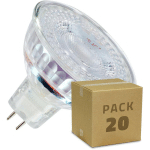 PACK AMPOULES LED GU5.3 MR16 SMD CRYSTAL 12V 5W (20 UN) BLANC CHAUD 2800K - 3200K 50º