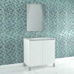 Ensemble meuble de salle de bain 80x45cm style industriel couleur chene  naturel - vasque blanche - Aurlane