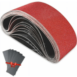 BANDE ABRASIVE 75 X 457 MM BANDE DE PONCEUSE - ENSEMBLE DE BANDES ABRASIVES MIXTE (2 X GRAINS 60/80/120/180/240) POUR PONCEUSES À BANDE (10 PIÈCES)