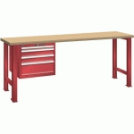 ÉTABLIS ROUGE 1500X800X850 CAP. 800KG ET 4 TIR. 75KG - LISTA