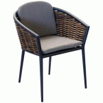 FAUTEUIL MUSE WICKER/ALU COUSSIN - GRAPHITE - PROLOISIRS