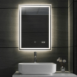 HELLOSHOP26 - MIROIR DE SALLE DE BAIN TACTILE MURAL 3 EN 1 ÉCLAIRAGE BLANC FROID CHAUD NEUTRE ANTI BUÉE HORLOGE NUMÉRIQUE MIROIR LUMINEUX COSMÉTIQUE