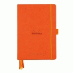 RHODIARAMA GOALBOOK REMBORDÉ RIGIDE A5 240 PAGES DOT PAPIER BLANC 90G - TANGERINE
