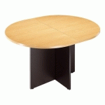 TABLE DE RÉUNION OVALE EXTENSIBLE EXCELLENS BOIS L140 X P 120 CM PLATEAU HÊTRE PIEDS CROIX BLANC