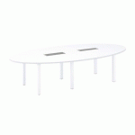 TABLE MODULABLE BLANCHE PIEDS TUBE BLANC EDEN