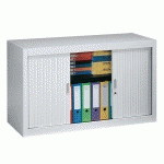 ARMOIRE MÉTAL À RIDEAUX DÉMONTABLE CLASSIQUE H 70 X L 120 CM CORPS GRIS CLAIR / RIDEAUX GRIS CLAIR