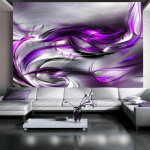 ARTGEIST - PAPIER PEINT TOURBILLONS POURPRE - 100 X 70 CM - VIOLET ET NOIR